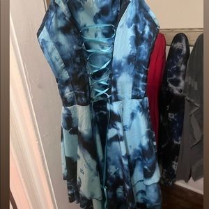 Medium blue and dark blue dress